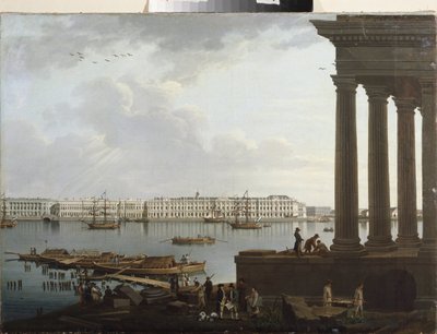Utsikt over vinterpalasset og børsen i St. Petersburg. Maleri av Benjamin Paterssen (1748-1815), olje på lerret av Benjamin Patersson