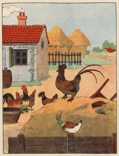 Illustrasjon for Chantecler av Benjamin Rabier (farge litho) av Benjamin Rabier
