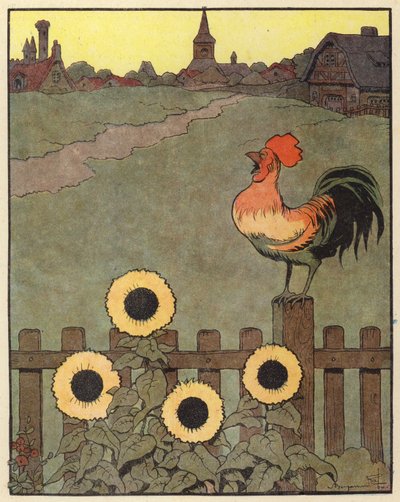 Illustrasjon for Chantecler av Benjamin Rabier (farge litho) av Benjamin Rabier