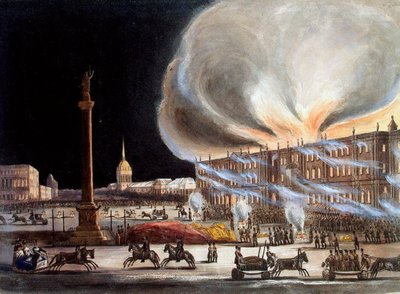 Brann i vinterpalasset i desember 1837, 1838. av Benjamin Richard Green