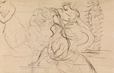 Figurstudie av kvinner i ulike sittende og stående stillinger av Benjamin Robert Haydon