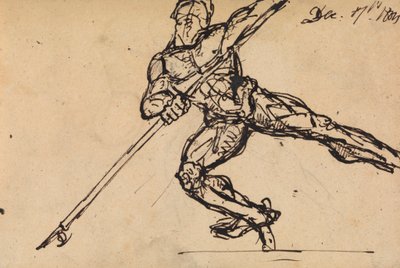Figurstudie av en naken mann med et spyd av Benjamin Robert Haydon