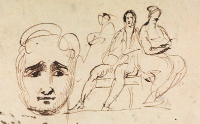Portrettskisse og sittende figurer av Benjamin Robert Haydon
