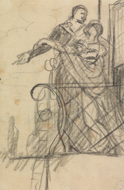 Studie av to figurer på en balkong av Benjamin Robert Haydon