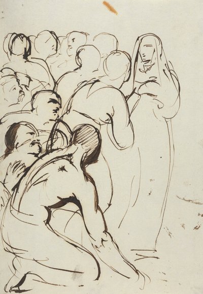 Studie av en gruppe figurer, knelende og stående av Benjamin Robert Haydon