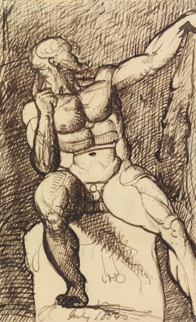Studie av en sittende mann naken av Benjamin Robert Haydon