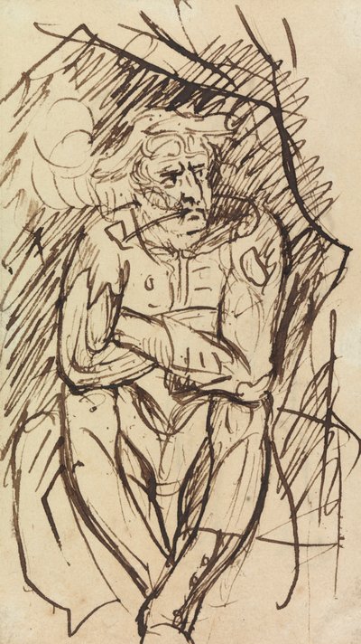 Studie av en sittende mann, som røyker en pipe av Benjamin Robert Haydon