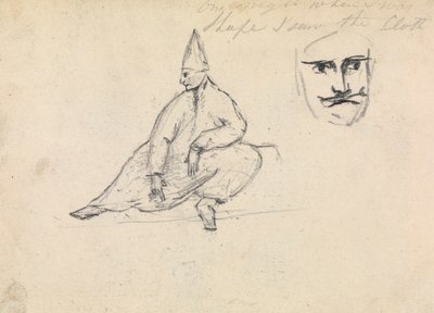 Studie av en sittende mann, iført en spiss hatt av Benjamin Robert Haydon