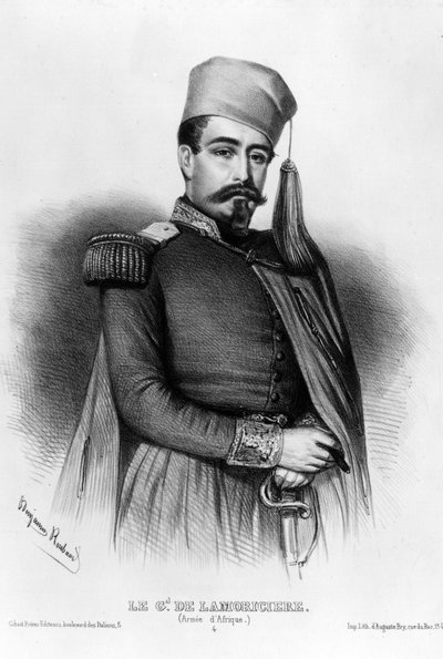 Portrett av Louis Juchault de Lamoriciere (1806-1865), fransk general (tegning) av Benjamin Roubaud