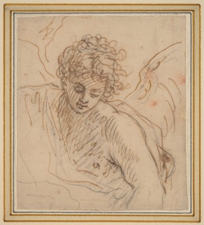 En engel (penn og brunt blekk over svart kritt på bundet papir) av Benjamin West