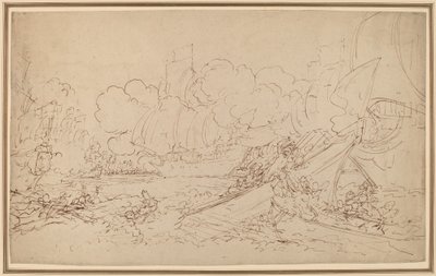 Studie for slaget ved La Hogue [recto] av Benjamin West