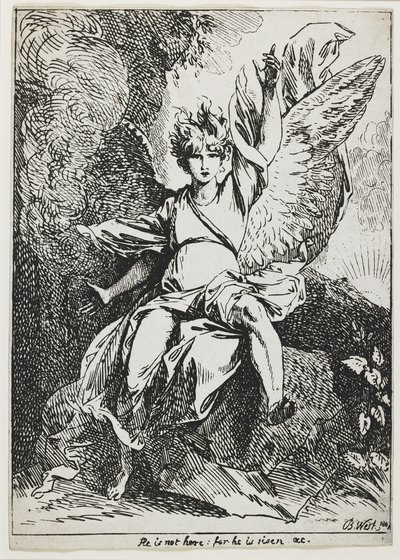 The Angel of the Resurrection , fra "Eksempler av polyautografi" av Benjamin West