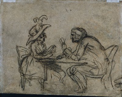 Kvinne og mann spillekort (verso) av Benjamin West