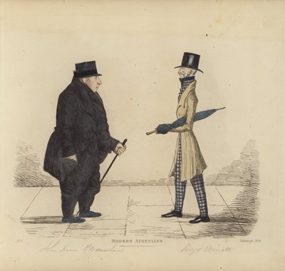 Eminente edinburgere, alias moderne athenere, John R Irving, fra Bonshaw, advokat, kaptein Hugo Arnot, fra Balcormo (farget gravering) av Benjamin William Crombie