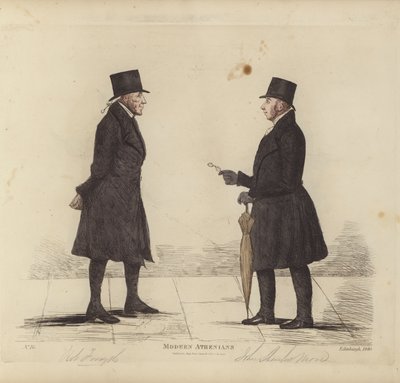 Eminente Edinburghians, aka Modern Athenians, Robert Forsyth, Esq, Advocate, John Shank More, Esq, LLD, Advocate (farget gravering) av Benjamin William Crombie