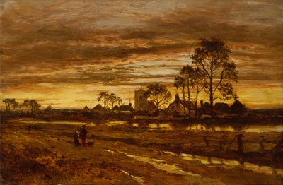 En høstkveld etter regn (olje på lerret) av Benjamin Williams Leader