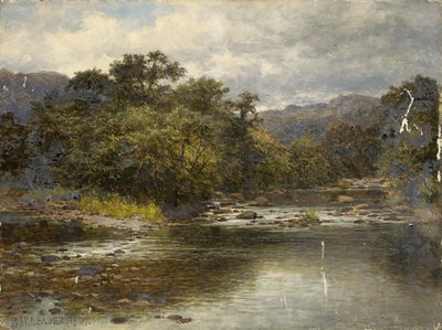 Ved elven Llugwy av Benjamin Williams Leader