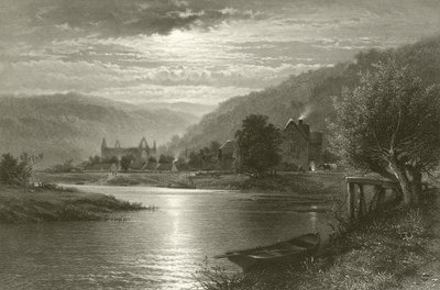 Tintern Abbey - Moonlight on the Wye av Benjamin Williams Leader
