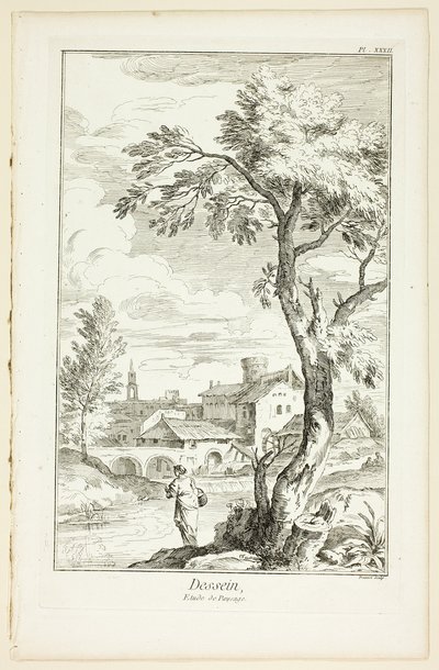 Design: Landscape Study, fra Encyclopédie av Benoit Louis Prevost