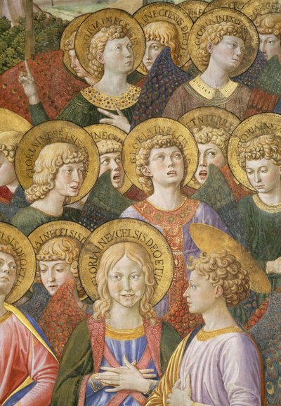 Choir of Angels, detalj fra Journey of the Magi-syklusen i kapellet, ca. 1460 freskodetalj av 70615 av Benozzo di Lese di Sandro Gozzoli