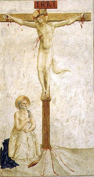 Korsfestelse med St. Dominic (fresko) av Benozzo di Lese di Sandro Gozzoli