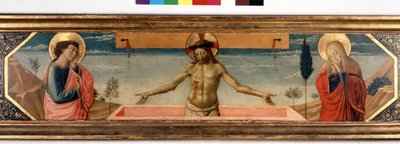 Predelle med Kristus i fromhet og hellige. Maleri av Gozzoli Benozzo (1420 - 1497) (detalj) av Benozzo di Lese di Sandro Gozzoli