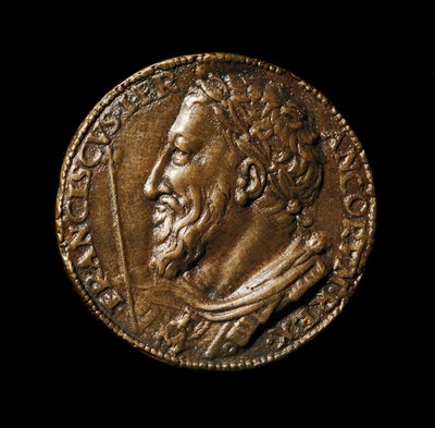 Bronsemedaljong med bildet av kong Francois I (1494-1547) laget av Benvenuto Cellini (1500-1571) 1538 Diam. 38 cm Firenze, Bargello nasjonalmuseum av Benvenuto Cellini