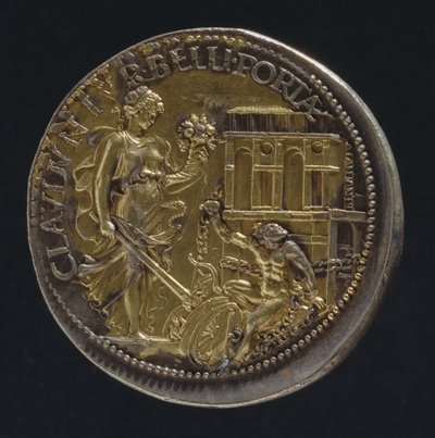 Medalje som viser en allegorisk figur, 1533 (revers av 18062) (for verso se 119186) av Benvenuto Cellini