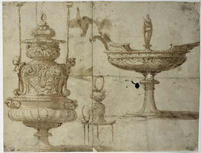 Studie for sølvtøy (Tegning av Benvenuto Cellini