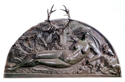 Nymfen til Fontainebleau Bas bronserelieff av Benvenuto Cellini (1500-1571) fra slottet Anet. 1542 Dim. 409x205 cm Paris, Musée du Louvre av Benvenuto Cellini