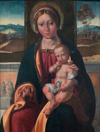 Dansk: Madonna med Barnet Jomfru Maria og barnet av Benvenuto Tisi