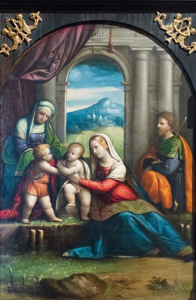 Hellig familie med St John og St Elisabeth av Benvenuto Tisi da Garofalo