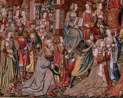 flamsk billedvev. Serien The Honours. Rettferdighet (La Justicia, Los Honores). Niende billedvev i serien. Modelltegnere fra kretsen til Bernard van Orley og Jan Gossaert (Mabuse). Produksjon Pieter van Aelst, Brussel. Ca 1550. Stoff Gull, sølv, av Bernaert van (circle of) Orley