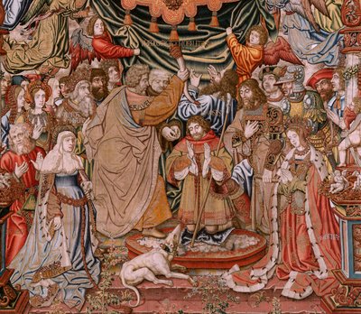 flamsk billedvev. Serien The Honours; Adel (La Nobleza). Fjerde billedvev i serien. Modelltegnere fra kretsen til Bernard van Orley og Jan Gossaert (Mabuse). Produksjon Pieter van Aelst, Brussel.Ca 1550. Stoff Gull, sølv, silke og ull av Bernaert van (circle of) Orley