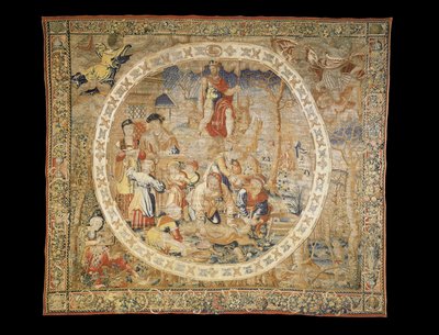 Brussel allegorisk billedvev som viser desember måned fra "Medaljongmånedene", ca. 1525 av Bernaert van Orley