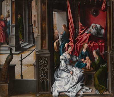 Fødselen og navngivningen til døperen Johannes, ca. 1514-15. av Bernard van Orley