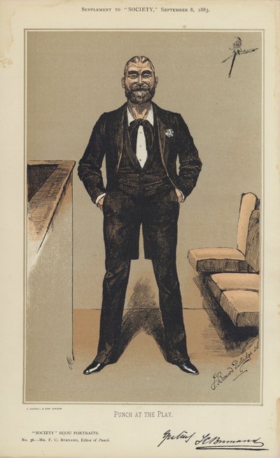 Mr F C Burnand, redaktør av Punch (farge litho) av Bernard (after) Partridge