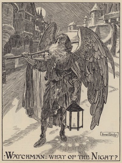 Watchman: Hva med natten? (gravering) av Bernard (after) Partridge
