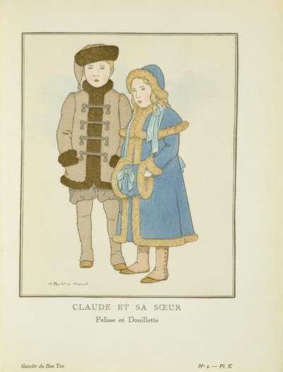 Claude og søsteren hans - Pelisse og Douilette av Bernard Boutet de Monvel