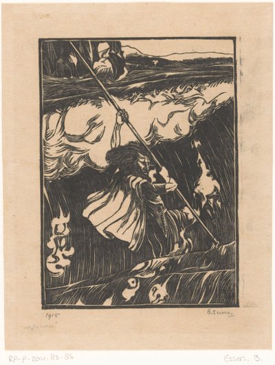 Cuchulainn kjemper mot brenningene av Bernard Essers (signed by artist)