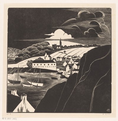 Havn ved lavvann (original tittel på objekt) av Bernard Essers (signed by artist)