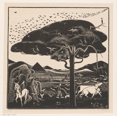 Pløye okser av Bernard Essers (signed by artist)