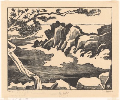 Steinete kysten ved Saint-Raphaël av Bernard Essers (signed by artist)