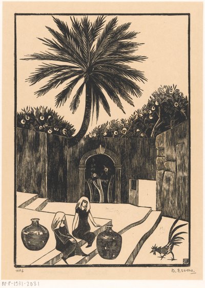 Stradă cu scări în Taormina în Sicilia norvegiană av Bernard Essers (signed by artist)