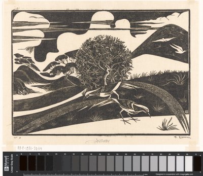 To fasaner i et kupert landskap av Bernard Essers (signed by artist)