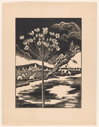 Svaneblomst i et landskap av Bernard Essers (signed by artist)