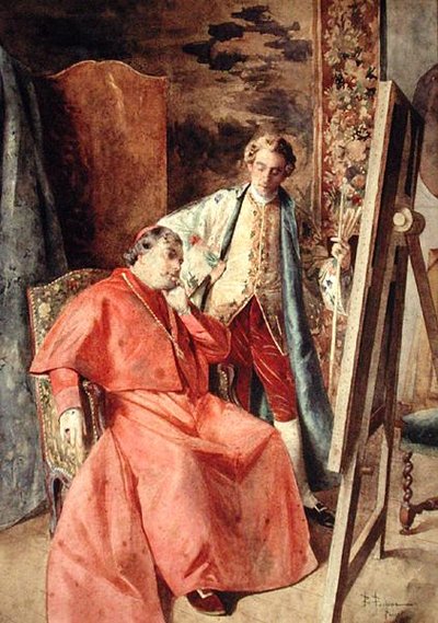 Maler og prelat (olje på lerret) av Bernard Louis Borione