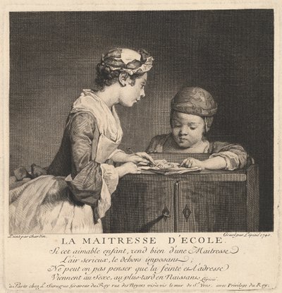 Skolelæreren av Bernard Lépicié after Jean Siméon Chardin