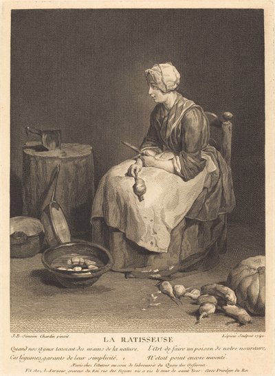 Raken av Bernard Lépicié after Jean Siméon Chardin