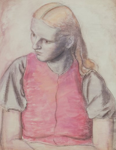 Portrett av kunstnerens kone, ca. 1926 (blyant og akvarell) av Bernard Meninsky